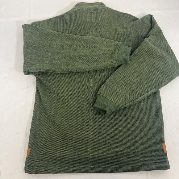 ORVIS Men's Olive Green 1/4 Zip Pullover Sweater With Brown Elbow Patches M - Picture 2 of 15